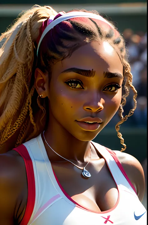 Serena Williams, Look into the camera, specular lighting, Volumetric light of the face, tennis, Rolland Garros, Balle de tennis