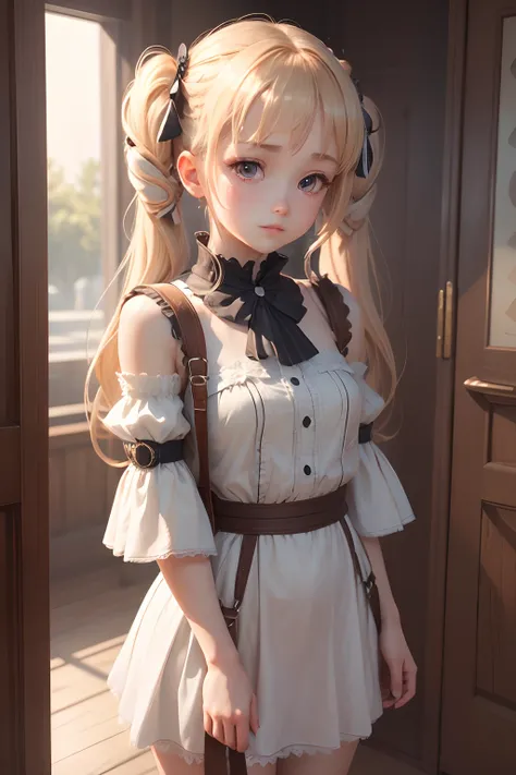 (the Extremely Detailed CG Unity 8K Wallpapers), most beautiful artwork in the world, 1girl in, Upper body,Petite girl with blonde twin tails