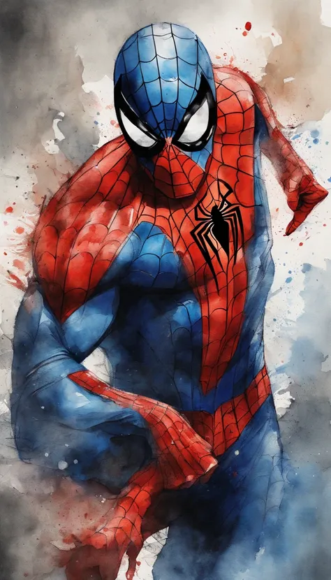 Homem aranha,realista,hiper realismo, Athletic muscle,com o trage vermelho e azul saturado com textura. E uma jaqueta por cima do traje