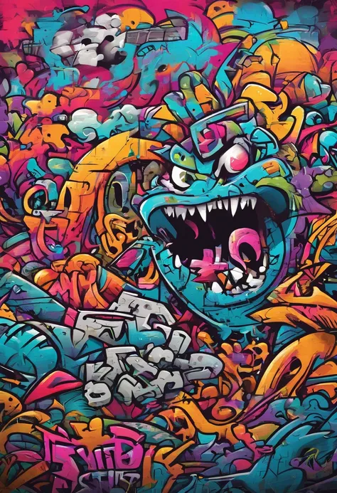 Prompt: graffiti, monsters, full picture, high resolution high contrast