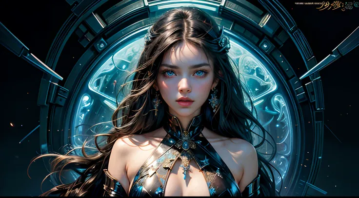 (masterpiece, top quality, best quality, official art, beautiful and aesthetic:1.2), (1girl), extreme detailed,(fractal art:1.3),colorful,highest detailed, black hair, blue eyes, fair skin, latex, leather