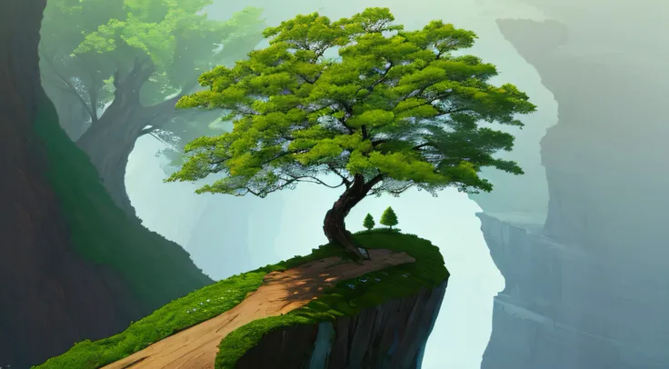 A tree，Grows on a cliff