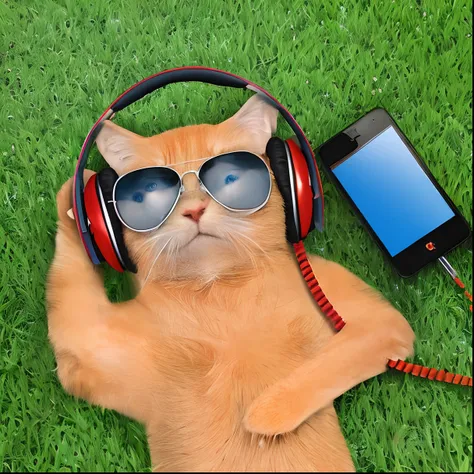 Cat with headphones