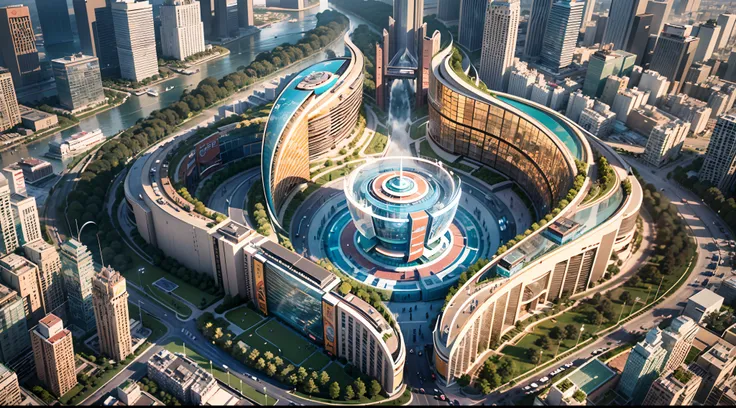 Enter a fascinating vision of the future through captivating futuristic images of the city of Beijing. The towering giant skyscraper is decorated with gold ornaments and a smooth glass curtain wall，pierce the sky, The vibrant lights of the city that never ...