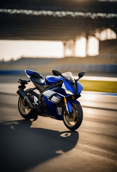 Experience the thrill of the race with a stunning 8k image of a Yamaha YZF R125 motorcycle on the HOCKENHEIMRING. The white Yamaha R1 with golden rims adds a touch of luxury to this high-speed shot, captured with a Canon camera lens for the best quality.