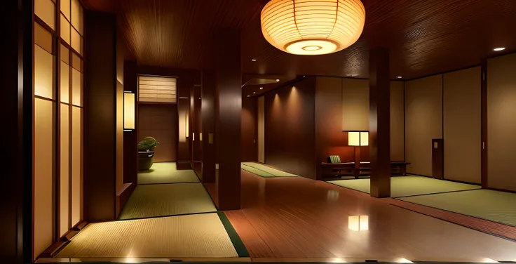 Hotel lobby design in Japanese style