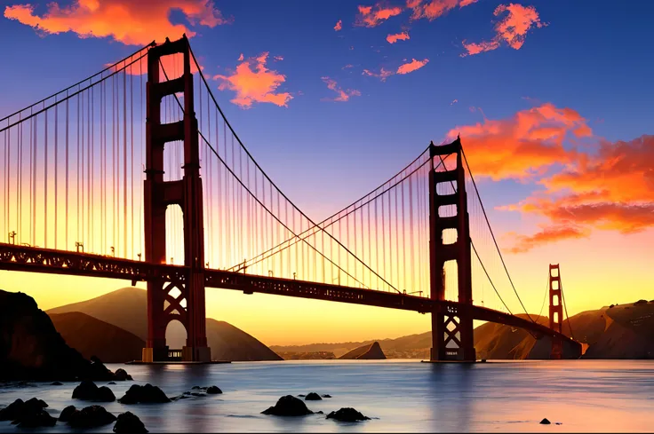 Sunrise over the golden gate bridge