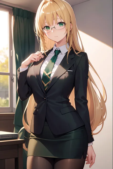 lunatieque tiage, whimsical tears, blonde hair, (green eyes:1.5), hair intake, long hair, low-tied long hair, glasses,
breaking ...