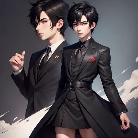 Make a Male Anime Art with Short Black Hair and Dress Clothes