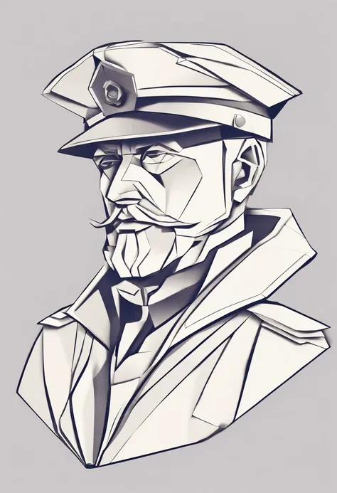 ship captain, stylized, portrait, game character, easy simple