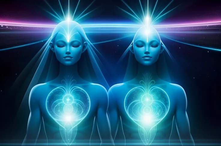 lindos, brilhantes, Arcturian Aliens in Blessing Position, corpo inteiro,  Kind faces