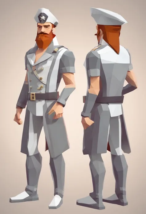 ship captain, stylized, portrait, game character, easy simple