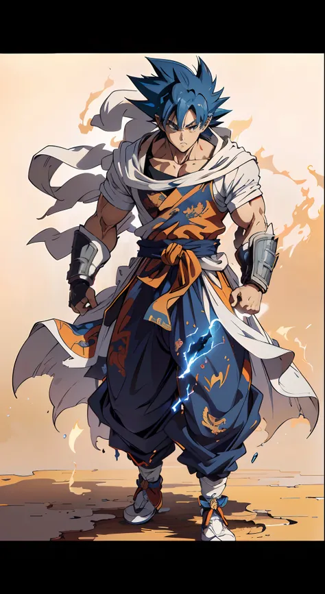 quadratic element,style of 2D shonen anime artwork,goku,The proportions are correct,Face details,highly detailed eyes,,goku hairstyle,Neck details, clothes details,getting ready to fight,short sleeves,Game quality, Light and shadow tracking, Ray tracing,de...