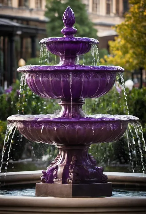 City garden fountain real purple crystal