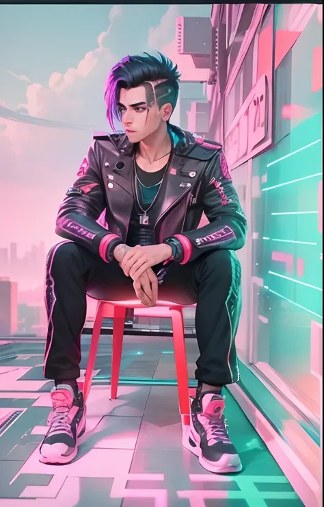 Change background cyberpunk handsome boy, realistic face, 8k, ultra realistic! Really good