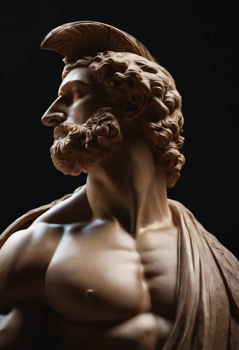 Stock Gricki Stoic
which is the historical Greek status with
Hercules-style profile muscles
Cinematic 8k and dark background