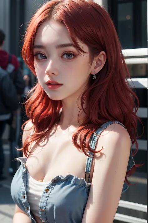 Create a realistic loona chuu with Shadowhunters runes and red hair