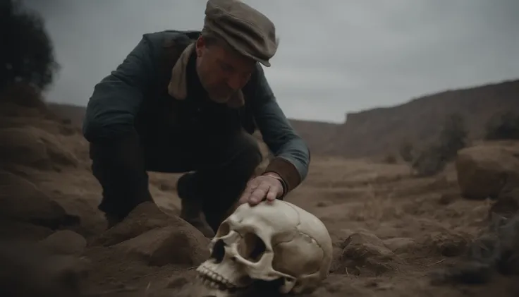 Archaeologist Finding a Skull