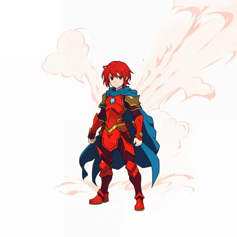 anime character, hero 2 d fanart artsation, jrpg character, masterpiece, high quality, vector, fantasy rpg, warrior, red armor