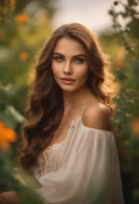 ,body,face,beautiful eyes,beautiful lips,extremely detailed eyes and face,long eyelashes,soft skin,perfect figure,long hair,curly hair,elegant posture,graceful movement,sunlight shining on her,green garden,colourful flowers,gentle breeze,dainty butterflies...