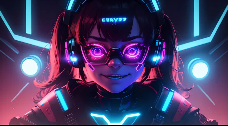 FNAF, Cinco noites no Freddys, Freddy Fazbear with a cybernetic armor that glows in shades of blue and red. Her face has augmented reality mask features with luminous lines and a holographic lens that shines in her eyes! Estilo