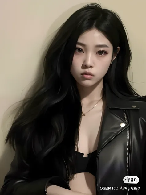 Araffed asian woman with long black hair wearing a black leather jacket, Ulzzang, cruel korean goth girl, Jinyoung Canela, Retrato de Jossi de Blackpink, menina coreana, Heonhwa Choe, linda mulher coreana jovem, jennie blackpink, Bae Suzy, Xision Wu, Mulhe...