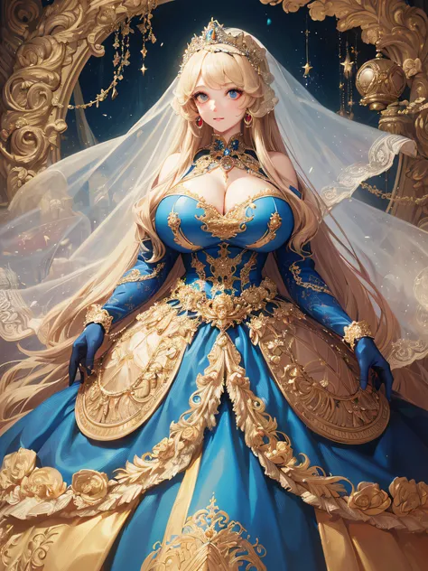 ((anime artstyle)),(Masterpiece),(Best Quality), (Super Detail),((Very Delicate and Beautiful)),cinematic lighting,1 girl,((full body portrait)),((standing in garden)),((solo)),(((1 fairytale princess in gorgeous embroidery and jeweled extremely gorgeous r...