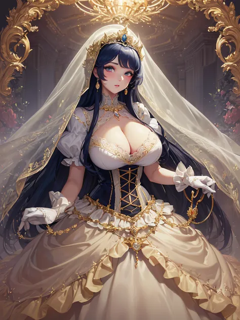 ((anime artstyle)),(Masterpiece),(Best Quality), (Super Detail),((Very Delicate and Beautiful)),cinematic lighting,1 girl,((full body portrait)),((standing in garden)),((solo)),(((1 fairytale princess in gorgeous embroidery and jeweled extremely gorgeous r...