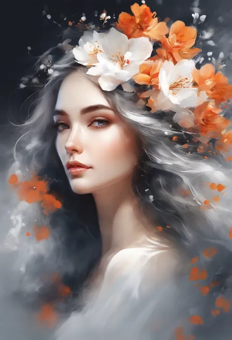 (masutepiece),best quality,3D, Illustration,Art Nouveau,Sumi-e,Portrait,onry_1girl_Face,(White background:1.4),(the Extremely Detailed CG Unity 8K Wallpapers:1.1),(Colorful:0.8),,(Solo:1.2), (Ink splashing),(splashes of colour),((watercolor paiting)),flowe...