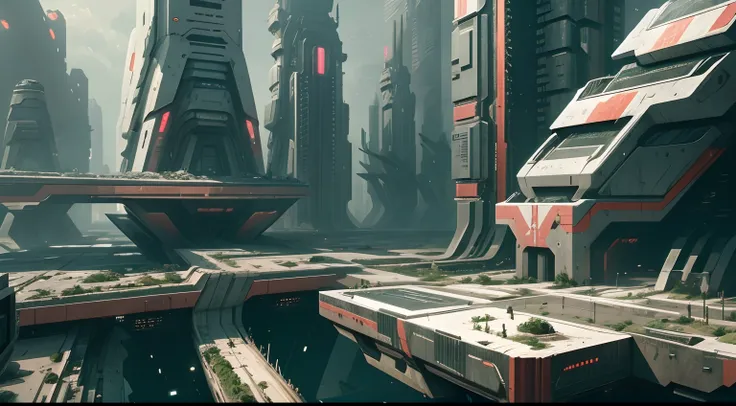 A miserable futuristic city with lots of brutal architecture