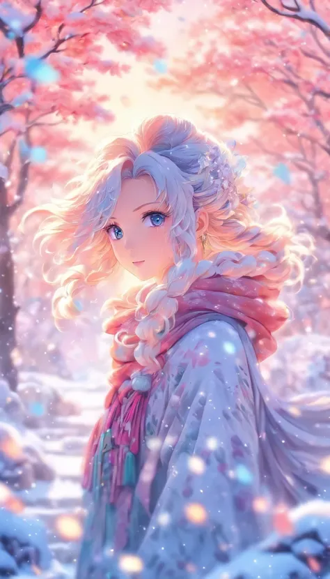 Winters，snowflower，Thick snow，Yuki，fairytale-like，fanciful，Bright background，cold shades，blank top of the frame，Graphic illustration，Landscape photos，Best image quality，超詳細