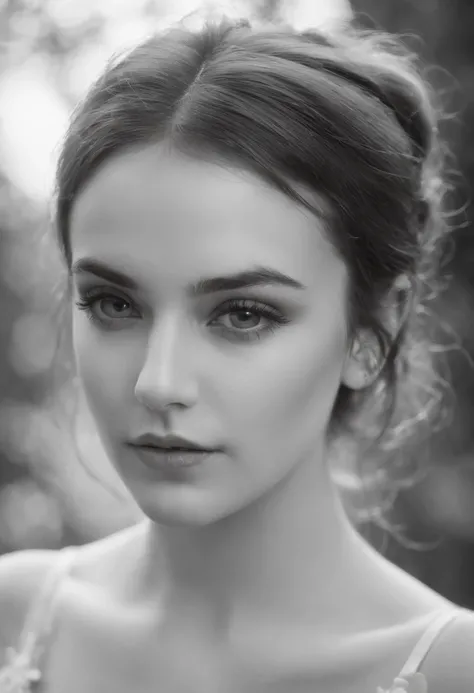 Woman,  20 Years old, Irish, Makeup, Beauty face,  Closeup Portrait, Black and white