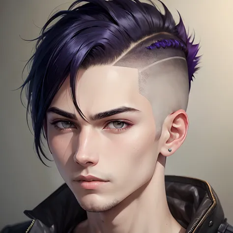 (((front))) (((mugshot))) male character punk realistic anime headshot (pale face) (undercut hair)