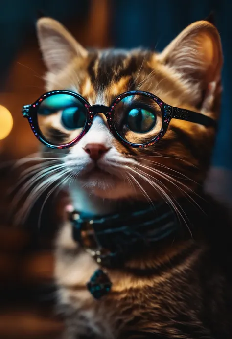 NFT-style kittens face wearing glasses