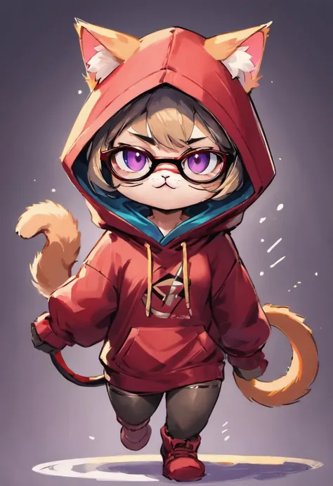 Cartoon cat in hoodie with glasses and hoodie, cute detailed digital art, Adorable Digital Painting, Cute digital art, teemo, Advanced Digital Chibi Art, epic digital art illustration, by Shitao, artwork in the style of guweiz, anthropomorphic cat ninja, J...