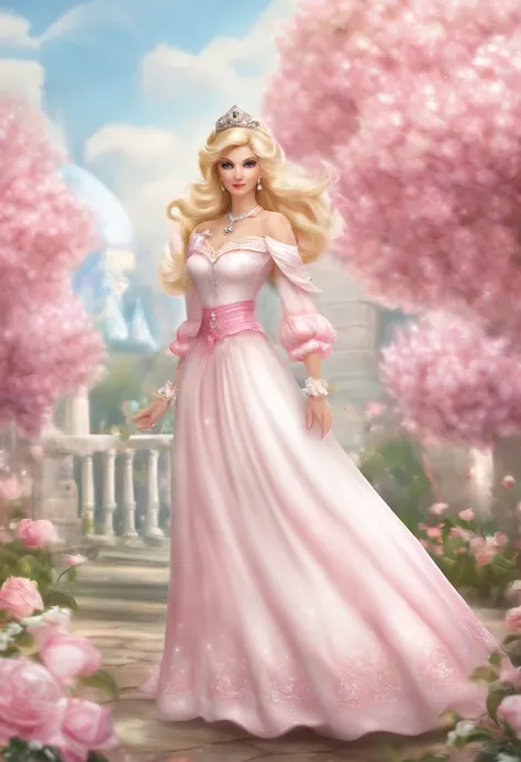 Princess Rosalina, pink shir, white skirt