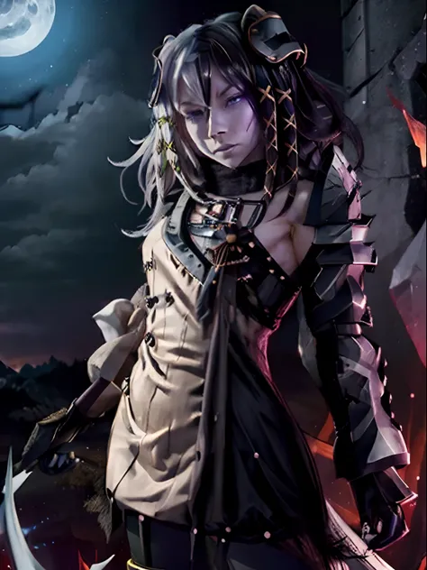 Crie uma imagem realista de Zesshi Zetsumei, uma personagem de Overlord.
Ela tem heterocromia, com um olho e metade do cabelo prateados e o outro olho e metade do cabelo pretos.
Ela tem orelhas de elfa, que ela esconde com seu cabelo.
Ela tem a pele branca...