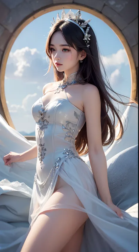 ((Masterpiece, Top quality, super definition, High definition)), Solo, Beautiful girl, Shining eyes, Perfect eyes, 20 years old, Fingers of hand five, Silver theme,