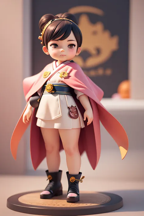 A cartoon character of a boy wearing a cape and a name tag, an illustration of inspired by Tooth Wu, pexels, neo-dada, toonix character, 3D model of a Japanese mascot, Cute cartoon character, 3 d character, 3d character, an animated character, sofubi, full...