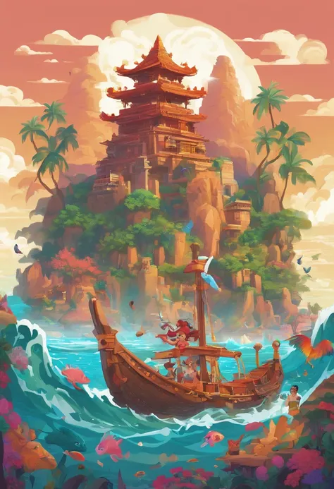 (best quality,4k,8k,highres,masterpiece:1.2),ultra-detailed,(realistic,photorealistic,photo-realistic:1.37),colorful,imaginative,humorous,adventurous,tropical,magical,animated,ocean-themed,Disney,Moana,animated movie,cartoon,fantasy-world,charming characte...