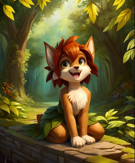 elora furry, detailed and extremely fluffy body fur, fluff, masterpiece, looking up beautiful surroundings, detailed background,...