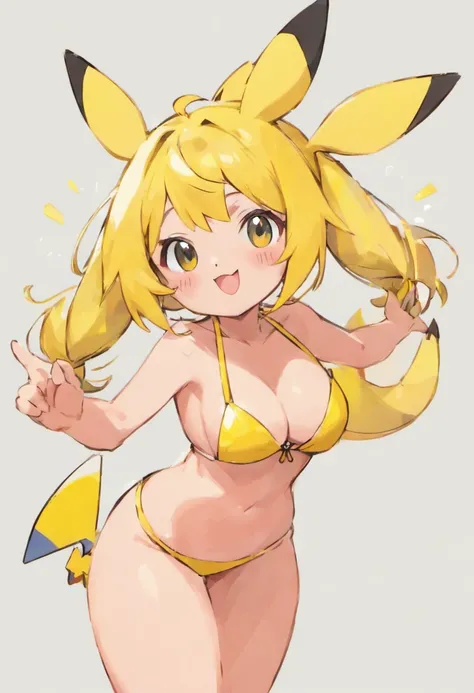 Pikachu　The bikini　Twin-tailed　World of Pokémon　年轻　Naughty Poses　cute little　tits out　friendly