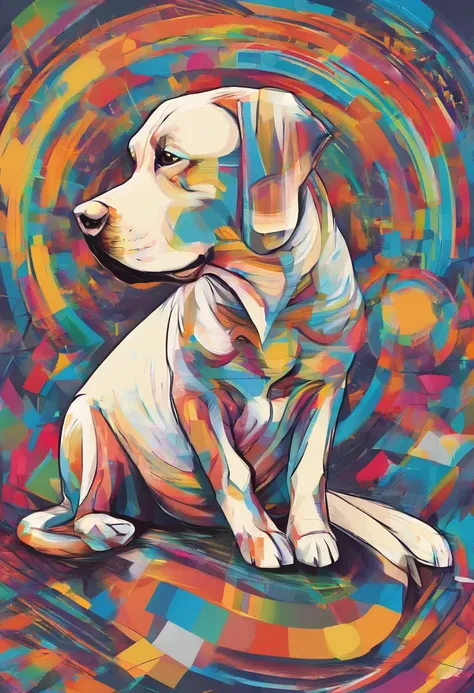 (cachorro labrador  ),(melhor pose),(best angle), (better expression), Eduardo Kobra acolchoamento ,multidimensional geometric wall PORTRAIT, arte, Chibi,Yang08k, lindo, Colouring,