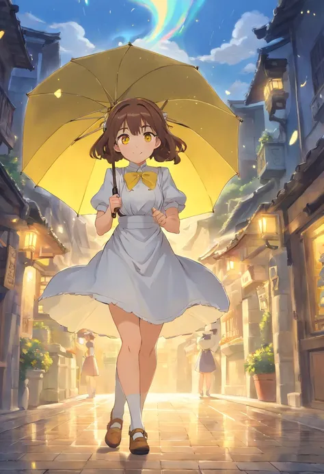 brown haired　Yellow eyes　Maids　gargantilha　umbrellas　light magic　年轻　Naughty Poses　cute little　tits out　friendly