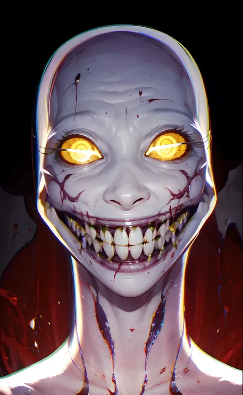 The smiling entity of chaos and psychotic fear, horrific, horrifying, smile