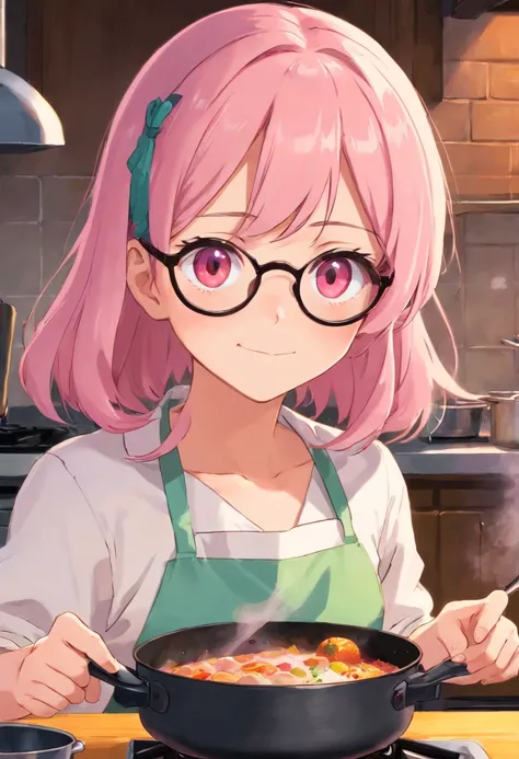 Club Activities Manager　bobhair　Katyusha　eye glass　real  face　cooking a　cute little　tits out　friendly　Pink hair