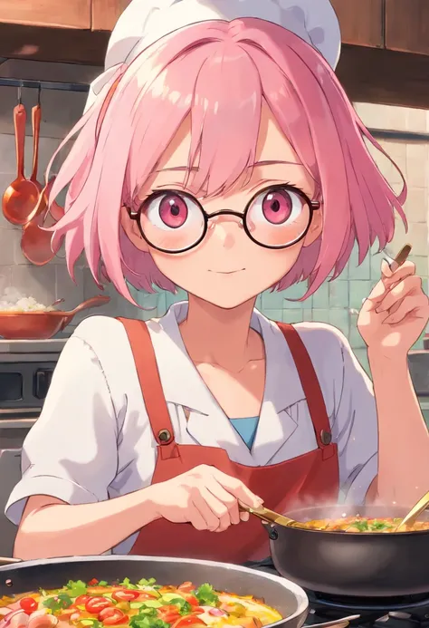 Club Activities Manager　bobhair　Katyusha　eye glass　real  face　cooking a　cute little　tits out　friendly　Pink hair