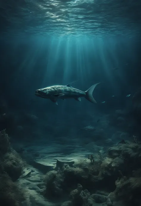 (best quality,4k,highres,masterpiece:1.2),ultra-detailed,realistic:1.37,big pike underwater,underwater scene,lush aquatic vegetation,clear water,rippling sunlight,serene blue hues,strongly defined scales,watery refractions,buoyant motion,submerged rocks,re...