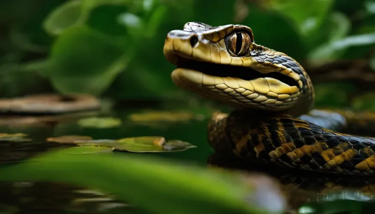 Arriving at the pond, the king found no trace of his daughter. Strangely, a large serpent coiled upon a rock.