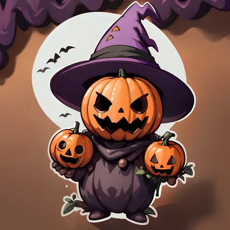 sticker,1witch,simple background, Halloween